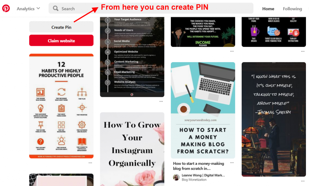 Where to add link on Social Bookmarking Site - pinterest.com