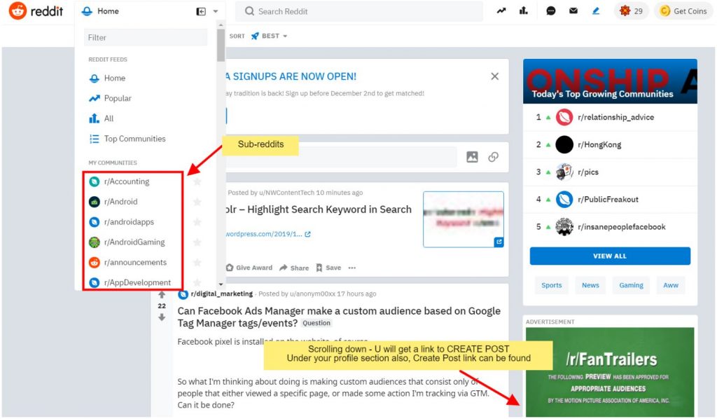 Where to add link on Social Bookmarking Site - www.reddit.com